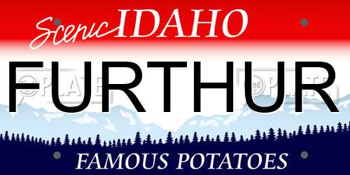 FURTHUR Idaho License Plate