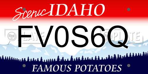FV0S6Q Idaho License Plate