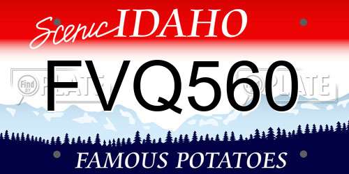 FVQ560 Idaho License Plate