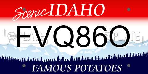 FVQ86O Idaho License Plate