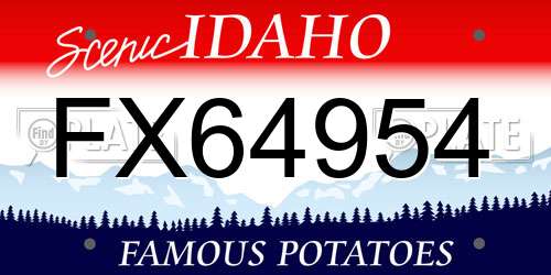 FX64954 Idaho License Plate