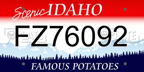 FZ76092 Idaho License Plate