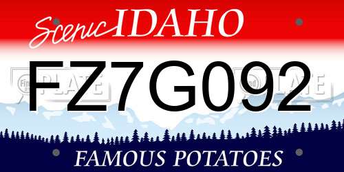 FZ7G092 Idaho License Plate