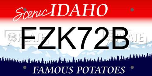 FZK72B Idaho License Plate
