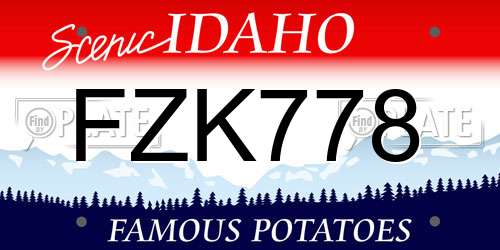 FZK778 Idaho License Plate