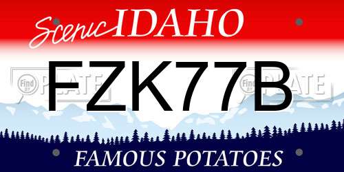 FZK77B Idaho License Plate