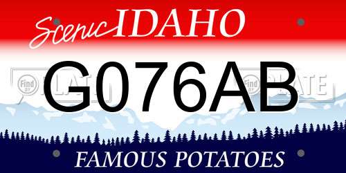 G076AB Idaho License Plate