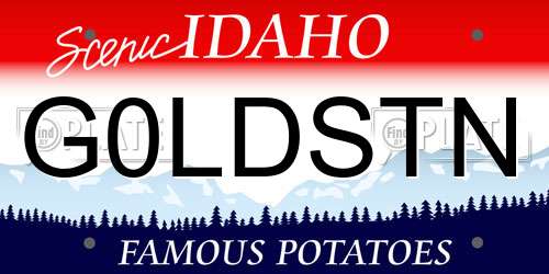 G0LDSTN Idaho License Plate