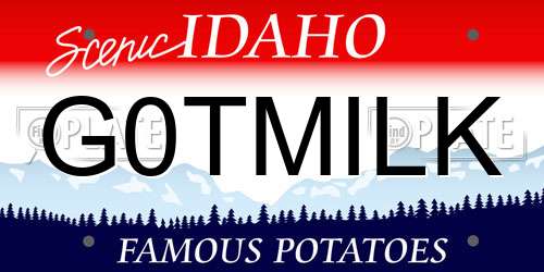 G0TMILK Idaho License Plate