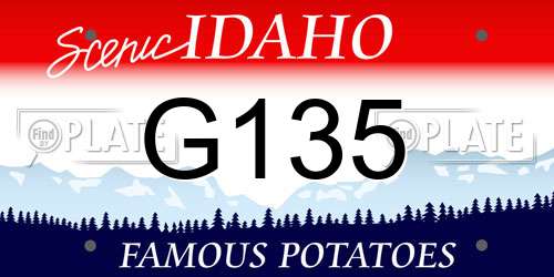 G135 Idaho License Plate
