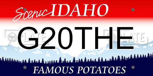 G20THE Idaho License Plate