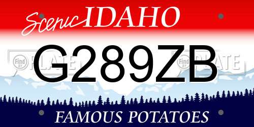 G289ZB Idaho License Plate
