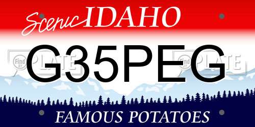 G35PEG Idaho License Plate