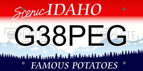 G38PEG Idaho License Plate