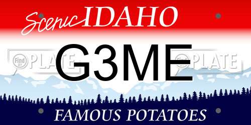 G3ME Idaho License Plate