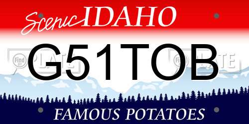 G51TOB Idaho License Plate