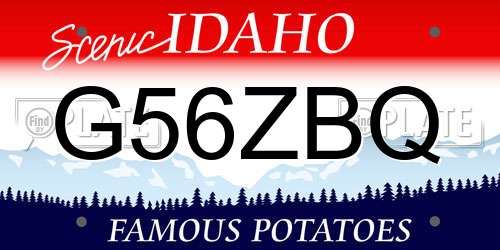 G56ZBQ Idaho License Plate