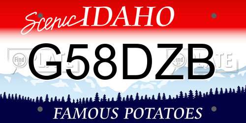 G58DZB Idaho License Plate