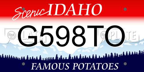 G598TO Idaho License Plate