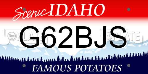 G62BJS Idaho License Plate