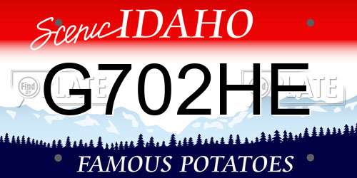 G702HE Idaho License Plate