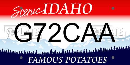 G72CAA Idaho License Plate