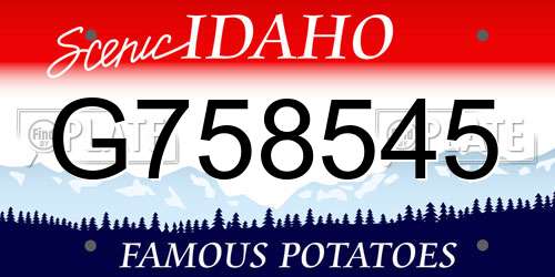 G758545 Idaho License Plate