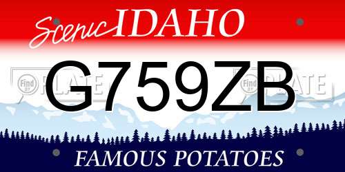 G759ZB Idaho License Plate