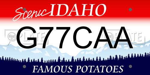 G77CAA Idaho License Plate