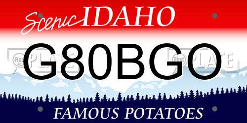 G80BGO Idaho License Plate