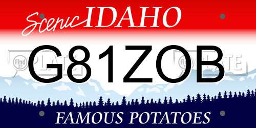 G81ZOB Idaho License Plate