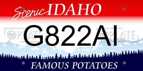 G822AI Idaho License Plate