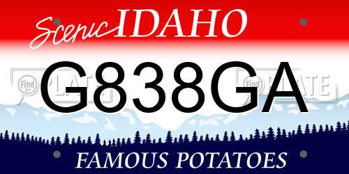 G838GA Idaho License Plate