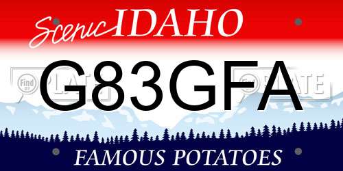 G83GFA Idaho License Plate