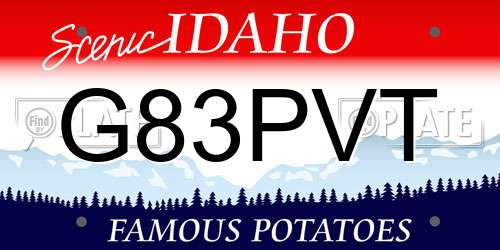 G83PVT Idaho License Plate