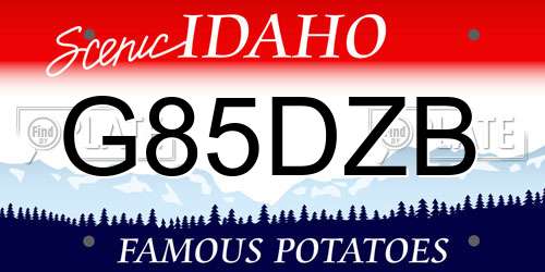 G85DZB Idaho License Plate