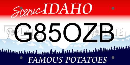 G85OZB Idaho License Plate
