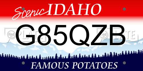 G85QZB Idaho License Plate