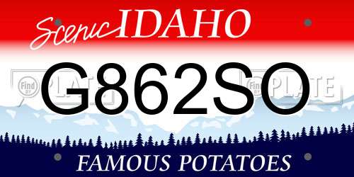 G862SO Idaho License Plate