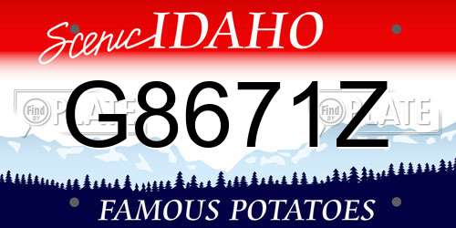 G8671Z Idaho License Plate