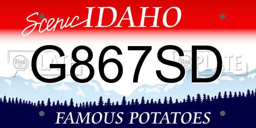 G867SD Idaho License Plate