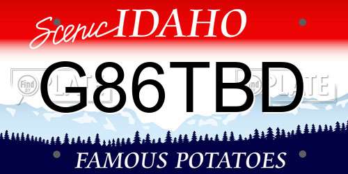 G86TBD Idaho License Plate