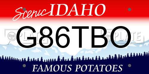 G86TBO Idaho License Plate