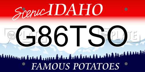G86TSO Idaho License Plate