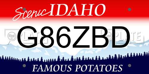 G86ZBD Idaho License Plate