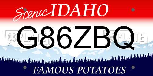 G86ZBQ Idaho License Plate