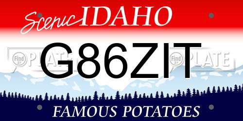G86ZIT Idaho License Plate