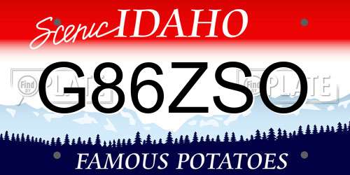 G86ZSO Idaho License Plate