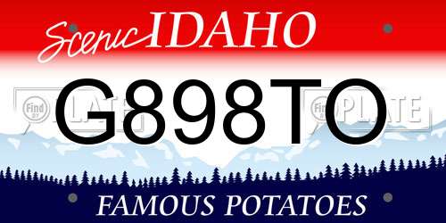 G898TO Idaho License Plate