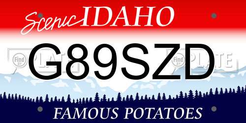 G89SZD Idaho License Plate